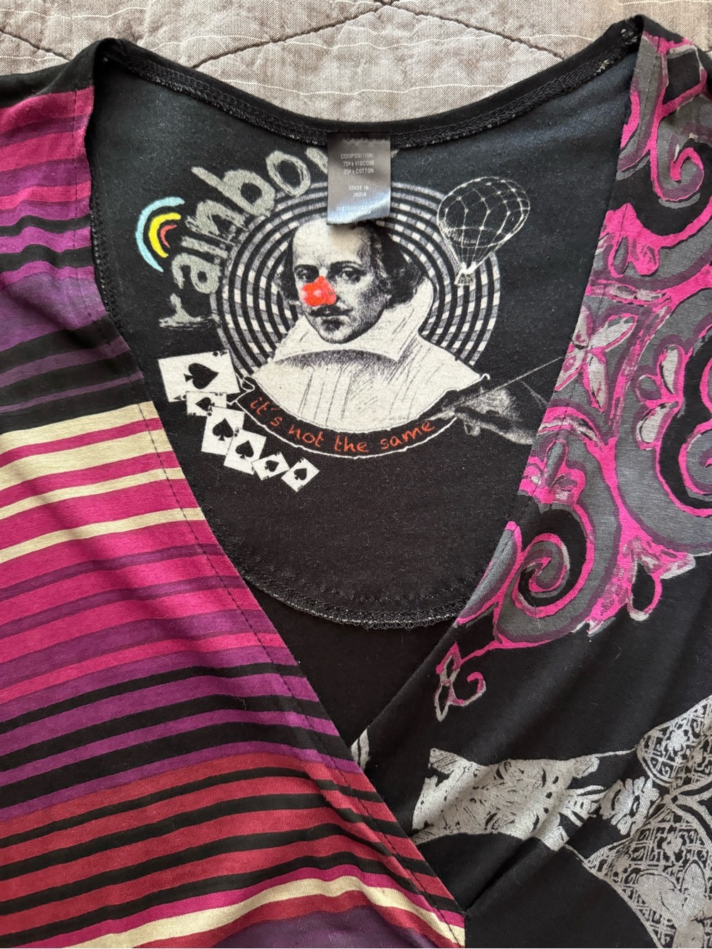 Desigual Purple, Pink & Black Mixed-Print Wrap Midi Dress - Picture 4 of 6